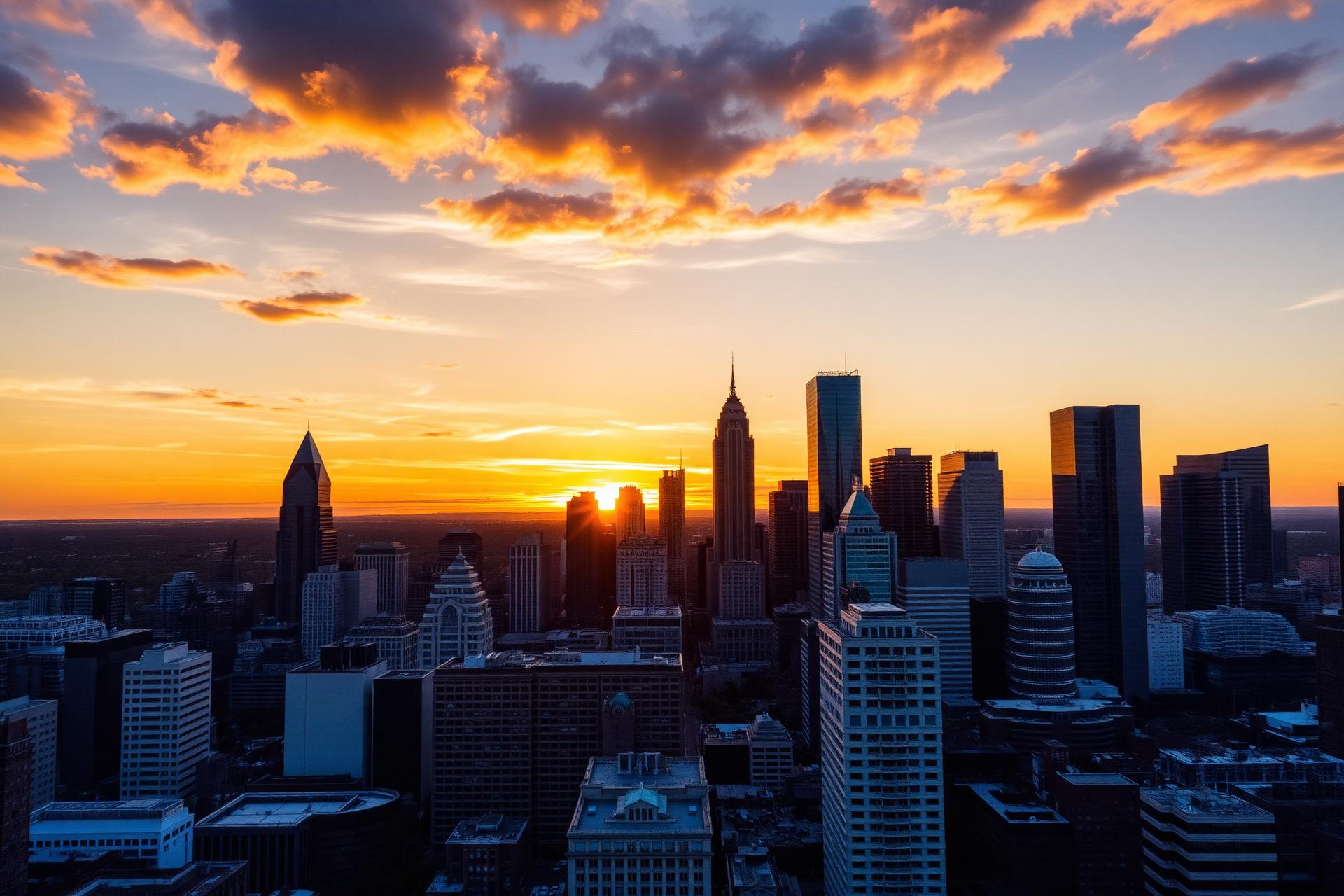 Atlanta skyline at sunset